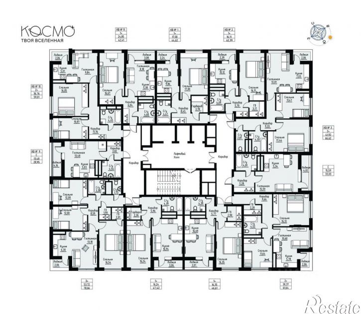 1-комн квартира в новом доме Комсомольский пр-кт, 92,  д. 92