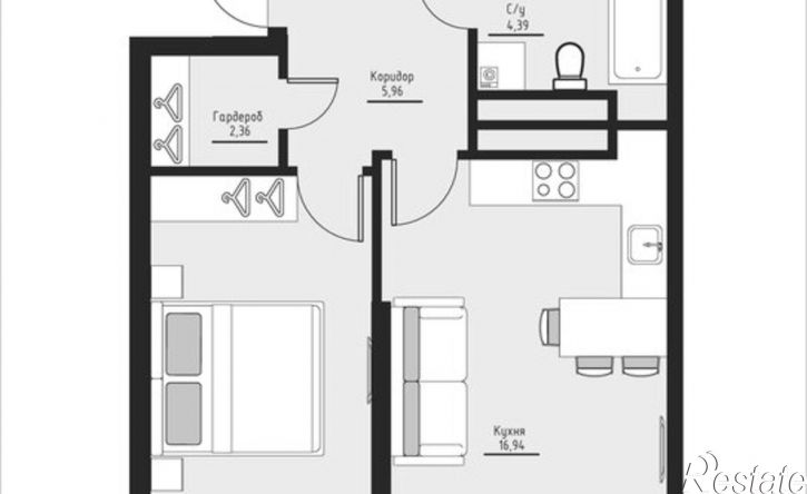 1-комн квартира в новом доме Комсомольский пр-кт, 92,  д. 92