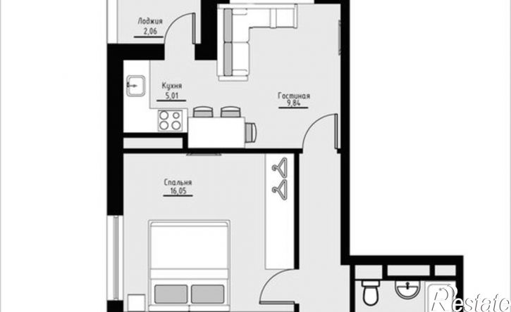 2-комн квартира в новом доме Комсомольский пр-кт, 92,  д. 92