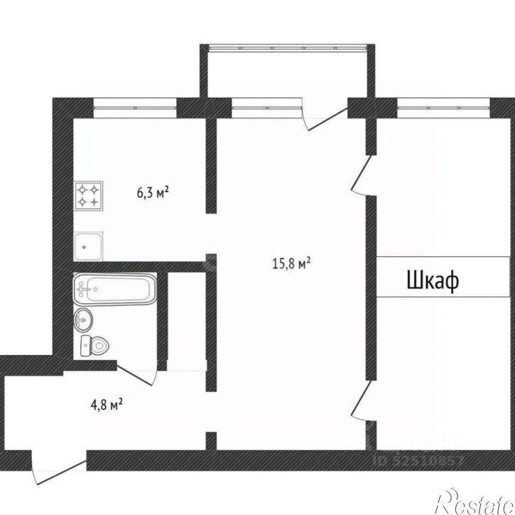 2-комн квартира улица Ленина, 34,  д. 34