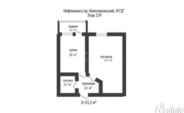 1-комн квартира Комсомольский проспект, 45Д