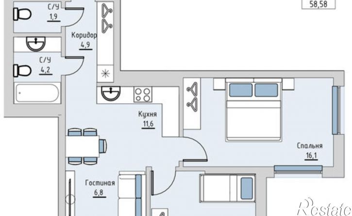 2-комн квартира в новом доме ул Строителей, 31А,  д. 31А